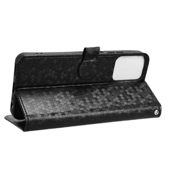 For Motorola Moto G Power 5G 2024 Honeycomb Dot Texture Leather Phone Case(Black)