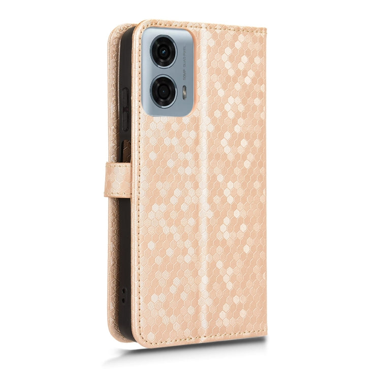For Motorola Moto G Power 5G 2024 Honeycomb Dot Texture Leather Phone Case(Gold)