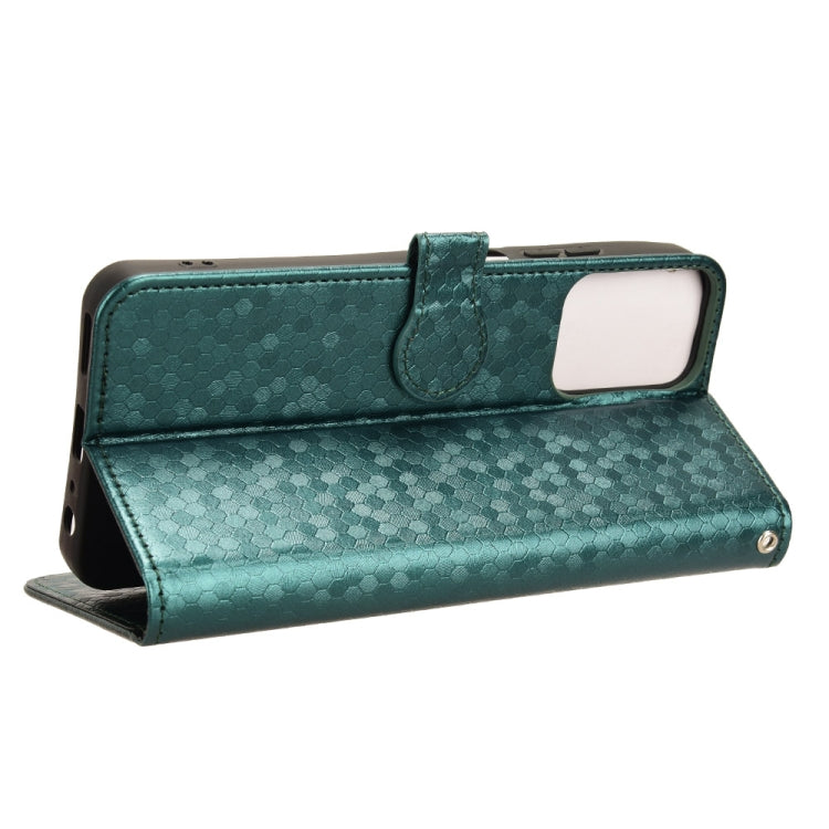 For Motorola Moto G Power 5G 2024 Honeycomb Dot Texture Leather Phone Case(Green)