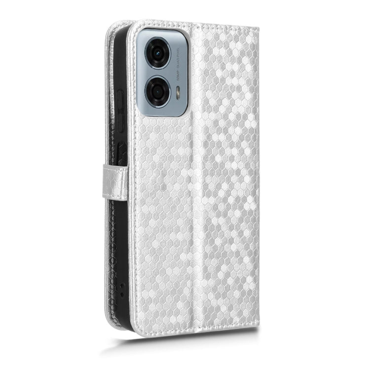 For Motorola Moto G Power 5G 2024 Honeycomb Dot Texture Leather Phone Case(Silver)