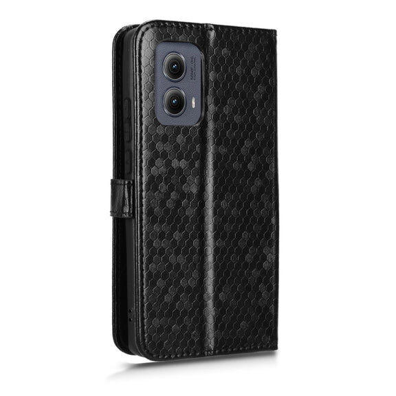For Motorola Edge 5G 2024 Honeycomb Dot Texture Leather Phone Case(Black)