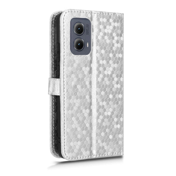 For Motorola Edge 5G 2024 Honeycomb Dot Texture Leather Phone Case(Silver)
