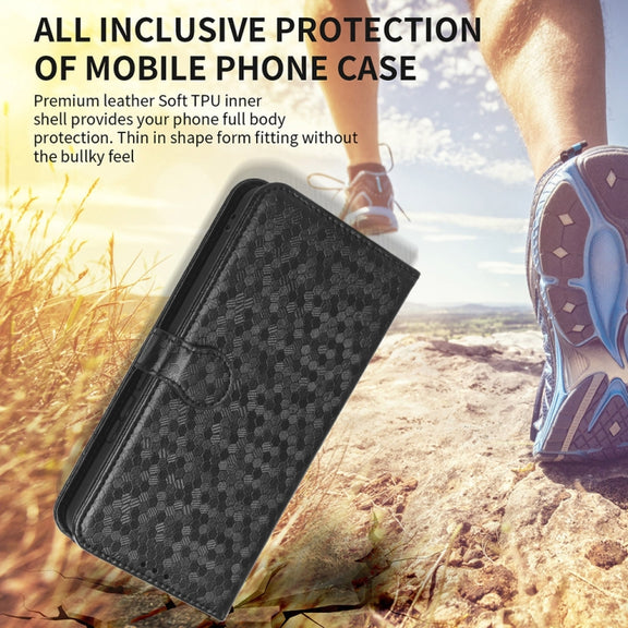 For Motorola Edge 5G 2024 Honeycomb Dot Texture Leather Phone Case(Green)