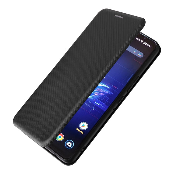 For ASUS ROG Phone 8 Pro Carbon Fiber Texture Flip Leather Phone Case(Black)