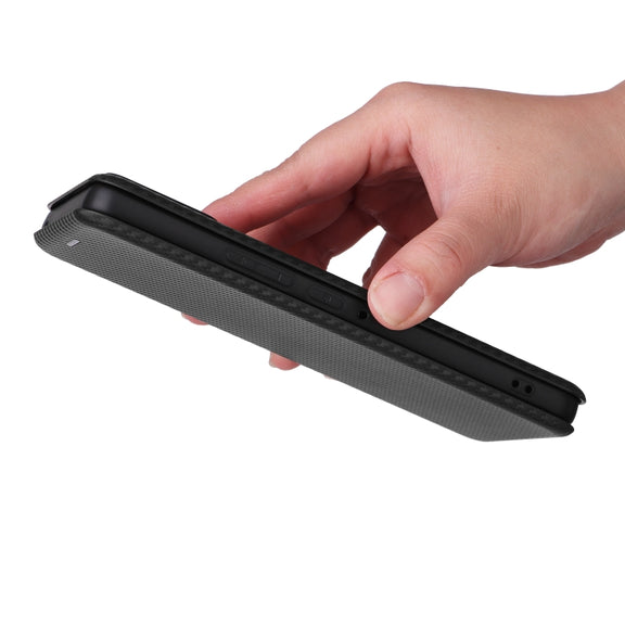 For ASUS ROG Phone 8 Pro Carbon Fiber Texture Flip Leather Phone Case(Black)
