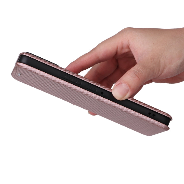 For ASUS ROG Phone 8 Carbon Fiber Texture Flip Leather Phone Case(Pink)