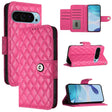 For Google Pixel 9 / Pixel 9 Pro Rhombic Texture Flip Leather Phone Case with Lanyard(Rose Red) - Google Cases by PMC TechLife | Online Shopping South Africa | PMC TechLife | Buy Now Pay Later Mobicred