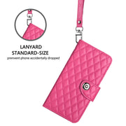 For Google Pixel 9 / Pixel 9 Pro Rhombic Texture Flip Leather Phone Case with Lanyard(Rose Red)