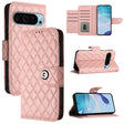 For Google Pixel 9 / Pixel 9 Pro Rhombic Texture Flip Leather Phone Case with Lanyard(Coral Pink) - Google Cases by PMC TechLife | Online Shopping South Africa | PMC TechLife | Buy Now Pay Later Mobicred