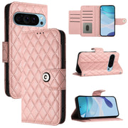 For Google Pixel 9 Pro XL Rhombic Texture Flip Leather Phone Case with Lanyard(Coral Pink)