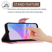 For OPPO A78 5G / A58 5G Rhombic Texture Flip Leather Phone Case with Lanyard(Pink)