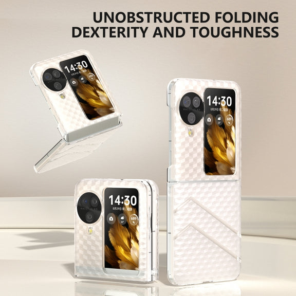 For OPPO Find N3 Flip Wave Pattern Transparent Frosted Phone Case