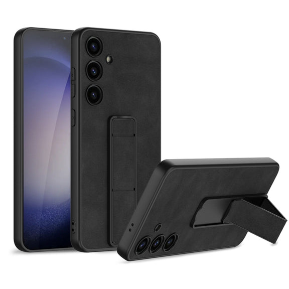 For Samsung Galaxy S24 5G GKK Skin Feel Frosted Leather Fold Holder Phone Case(Black)