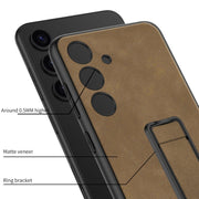 For Samsung Galaxy S24 5G GKK Skin Feel Frosted Leather Fold Holder Phone Case(Green)