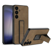 For Samsung Galaxy S24 5G GKK Skin Feel Frosted Leather Fold Holder Phone Case(Brown)