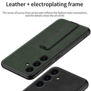 For Samsung Galaxy S24 5G GKK Skin Feel Frosted Leather Fold Holder Phone Case(Brown)