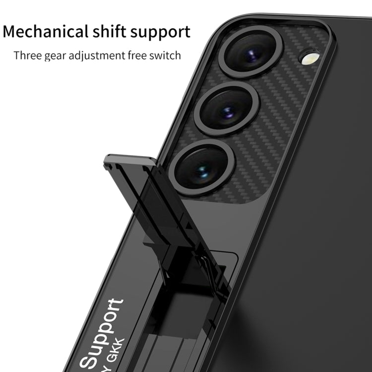 For Samsung Galaxy S24+ 5G GKK Electroplating Full Coverage Protective Phone Case with Holder(Black)