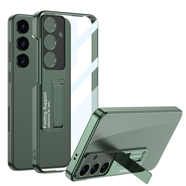 For Samsung Galaxy S24+ 5G GKK Electroplating Full Coverage Protective Phone Case with Holder(Green)