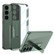 For Samsung Galaxy S24+ 5G GKK Electroplating Full Coverage Protective Phone Case with Holder(Green)