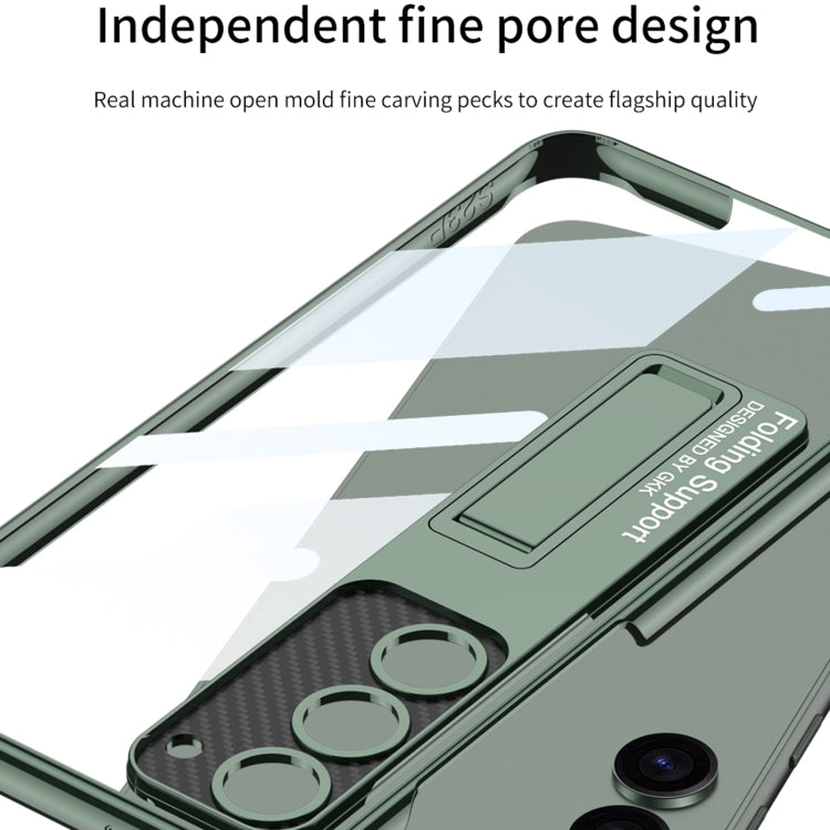For Samsung Galaxy S24+ 5G GKK Electroplating Full Coverage Protective Phone Case with Holder(Silver)