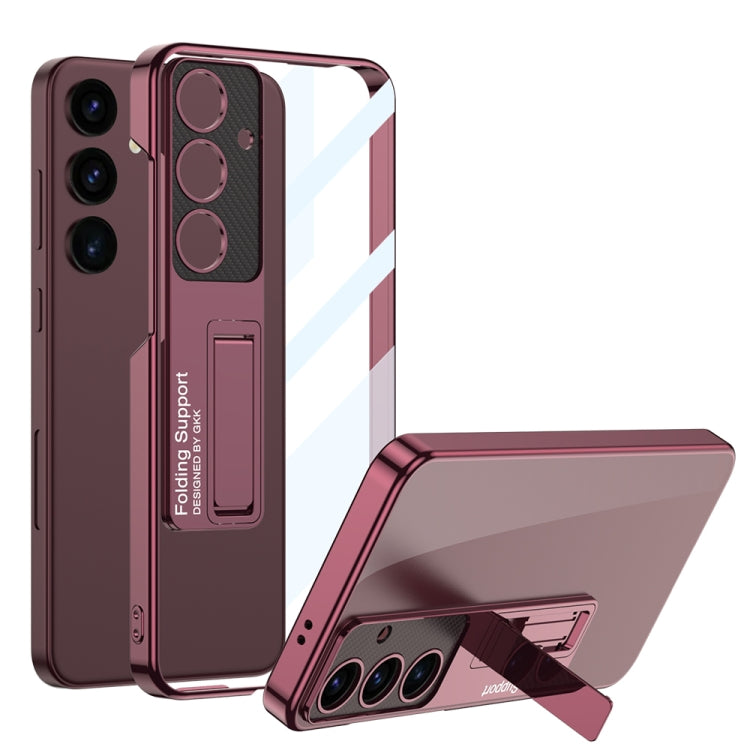 For Samsung Galaxy S24+ 5G GKK Electroplating Full Coverage Protective Phone Case with Holder(Red)