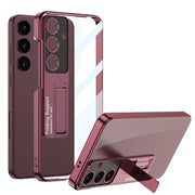 For Samsung Galaxy S24+ 5G GKK Electroplating Full Coverage Protective Phone Case with Holder(Red)