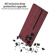 For Samsung Galaxy S24 Ultra 5G GKK Skin Feel Leather Fold Holder Phone Case(Black)