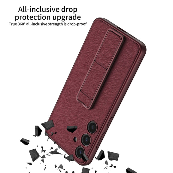 For Samsung Galaxy S24 5G GKK Skin Feel Leather Fold Holder Phone Case(Red)
