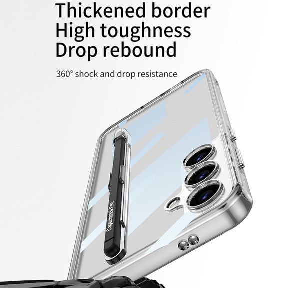 For Samsung Galaxy S24 5G GKK Space Frame Transparent PC + TPU Phone Case with Pen(Transparent Green)