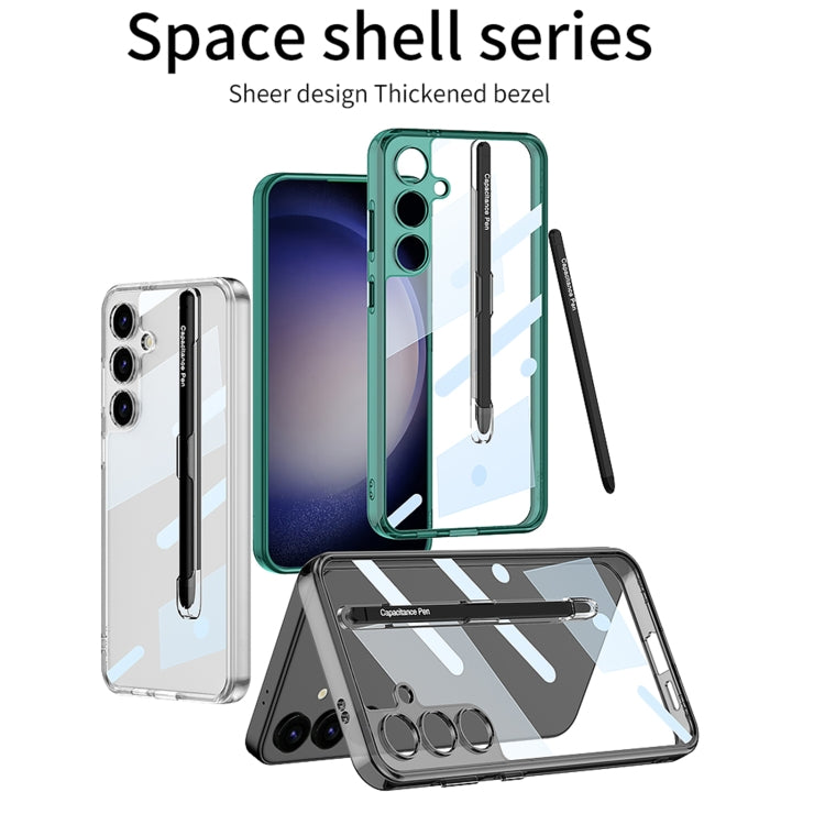 For Samsung Galaxy S24 5G GKK Space Frame Transparent PC + TPU Phone Case with Pen(Transparent)