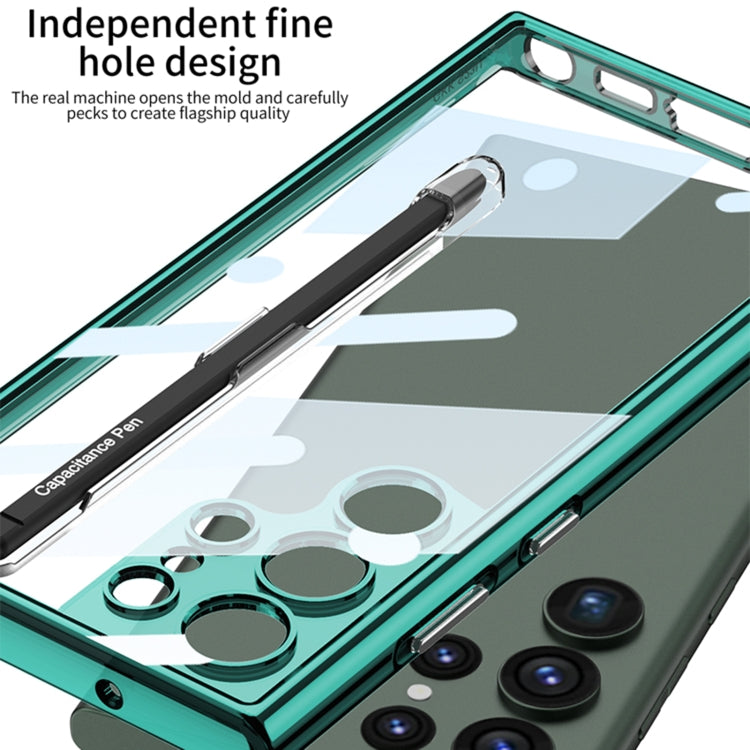 For Samsung Galaxy S24 Ultra 5G GKK Space Frame Transparent PC + TPU Phone Case with Pen(Transparent Black)