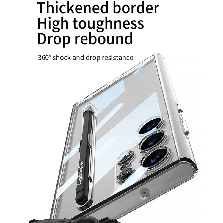 For Samsung Galaxy S24 Ultra 5G GKK Space Frame Transparent PC + TPU Phone Case with Pen(Transparent Black)