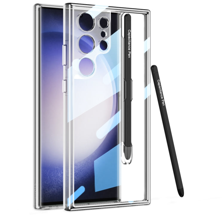 For Samsung Galaxy S24 Ultra 5G GKK Space Frame Transparent PC + TPU Phone Case with Pen(Transparent)