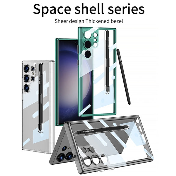 For Samsung Galaxy S24 Ultra 5G GKK Space Frame Transparent PC + TPU Phone Case with Pen(Transparent)