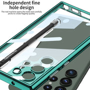 For Samsung Galaxy S24 Ultra 5G GKK Space Frame Transparent PC + TPU Phone Case with Pen(Transparent)