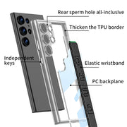 For Samsung Galaxy S24 Ultra 5G GKK Space Frame Transparent PC + TPU Phone Case with Wrist Strap(White)
