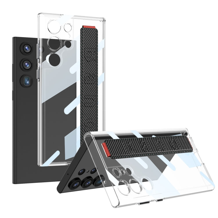 For Samsung Galaxy S24 Ultra 5G GKK Space Frame Transparent PC + TPU Phone Case with Wrist Strap(Carbon Fiber Texture)