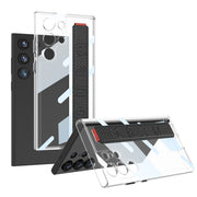 For Samsung Galaxy S24 Ultra 5G GKK Space Frame Transparent PC + TPU Phone Case with Wrist Strap(Carbon Fiber Texture)