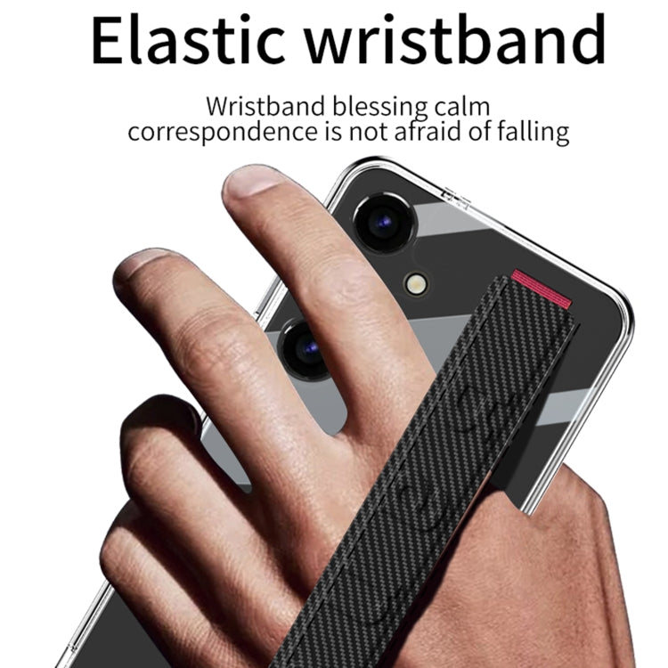 For Samsung Galaxy S24 5G GKK Space Frame Transparent PC + TPU Phone Case with Wrist Strap(White)