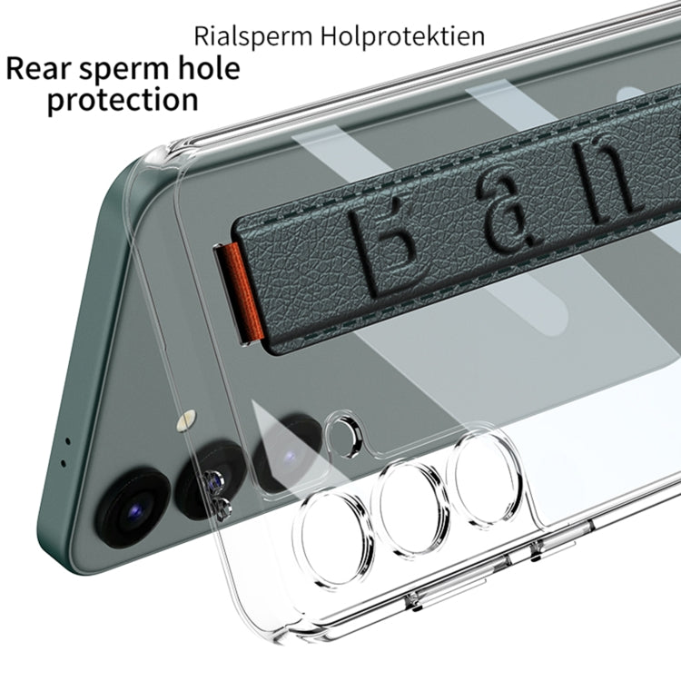 For Samsung Galaxy S24 5G GKK Space Frame Transparent PC + TPU Phone Case with Wrist Strap(White)