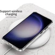 For Samsung Galaxy S24 5G GKK Space Frame Transparent PC + TPU Phone Case with Wrist Strap(White)