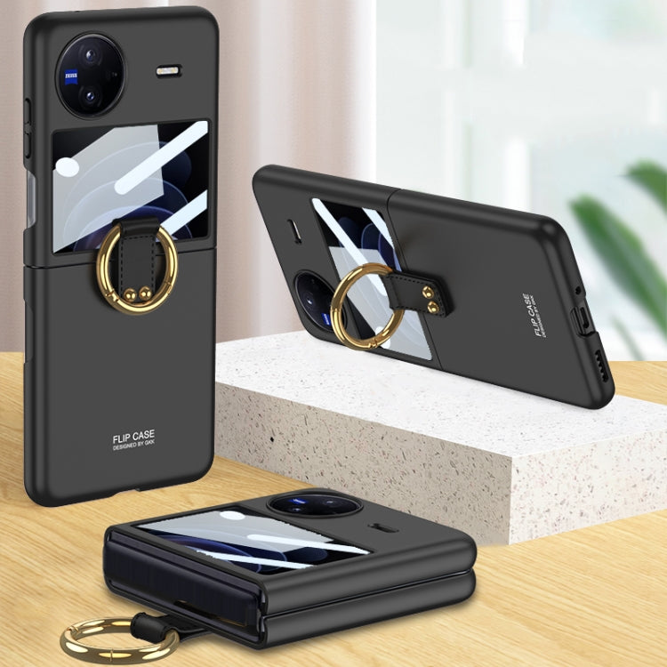For vivo X Flip GKK Integrated Ultra-thin Full Coverage Phone Case with Ring Holder(Black)