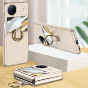 For vivo X Flip GKK Integrated Ultra-thin Full Coverage Phone Case with Ring Holder(Gold)