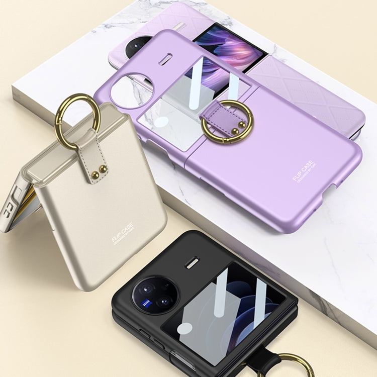 For vivo X Flip GKK Integrated Ultra-thin Full Coverage Phone Case with Ring Holder(Purple)