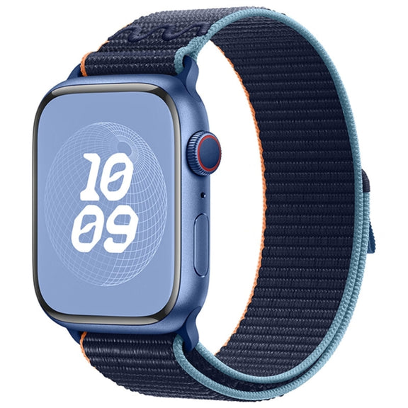 For Apple Watch Series 10 42mm / 9 41mm Loop Nylon Watch Band(Dark Navy)
