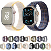 For Apple Watch SE 2022 44mm Loop Nylon Watch Band(Starlight Yellow Pink)