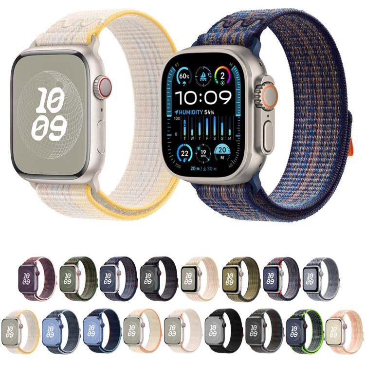 For Apple Watch SE 2023 44mm Loop Nylon Watch Band(Milky White)
