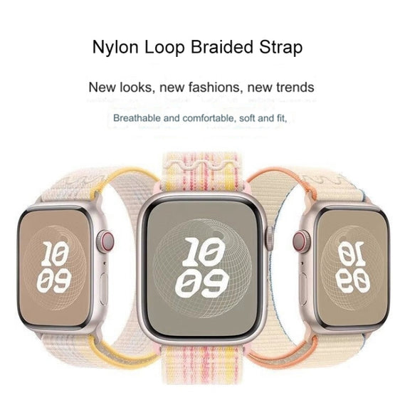 For Apple Watch Series 4 44mm Loop Nylon Watch Band(Starlight)