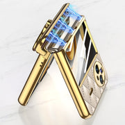 For vivo X Flip GKK Integrated Rhombus Pattern Electroplating Leather Magnetic Phone Case with Ring(Black)