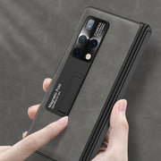 For Huawei Mate X2 GKK Integrated Frosted Leather HD Fold Hinge Phone Case with Holder(Black)
